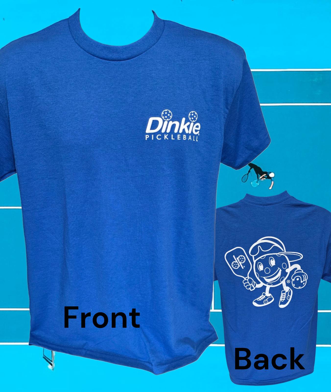 Dinkie® Pickleball logo on soft and quick dry Gildan G800 50/50 T-shirt