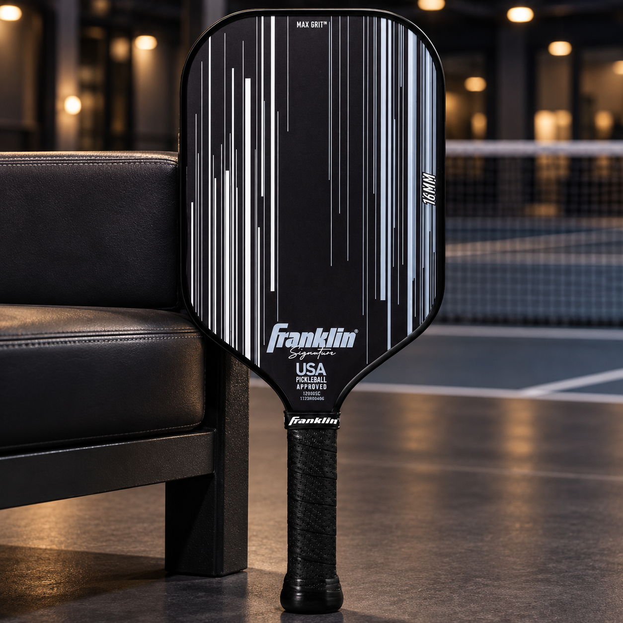 Franklin Signature Series 16mm Fiberglass Pickleball Paddle with MaxGrit — 16-black, front view