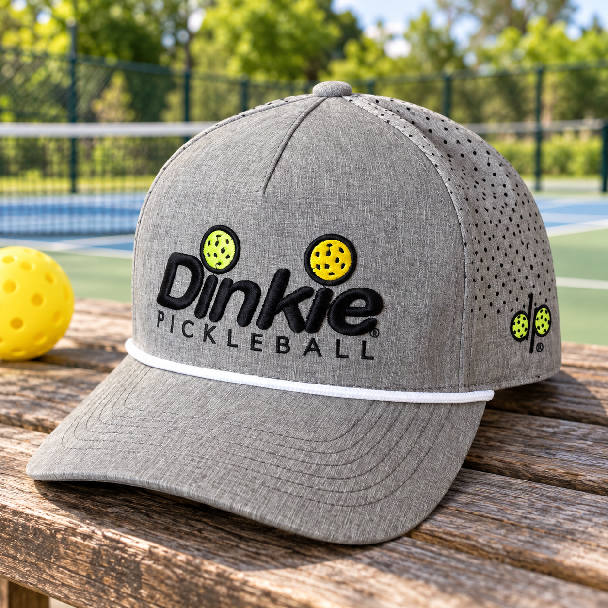 Dinkie® Pickleball Performance Hat — Heather Smoke, front view