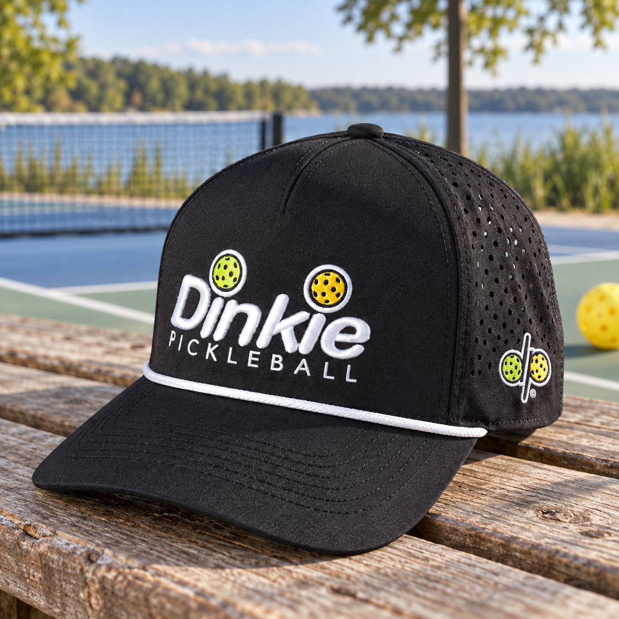 Dinkie® Pickleball Performance Hat — Black, front view