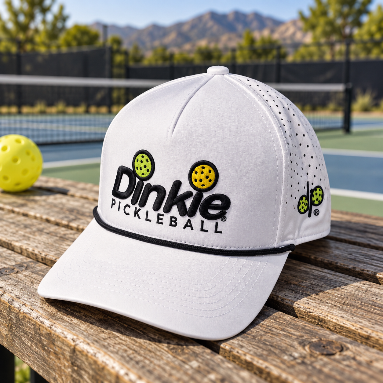 Dinkie® Pickleball Performance Hat — White, front view