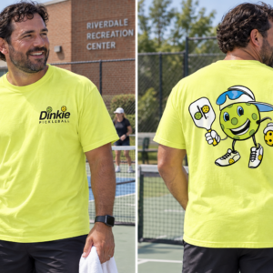 Dinkie® Pickleball Mascot T-Shirt Full Color Back — front view