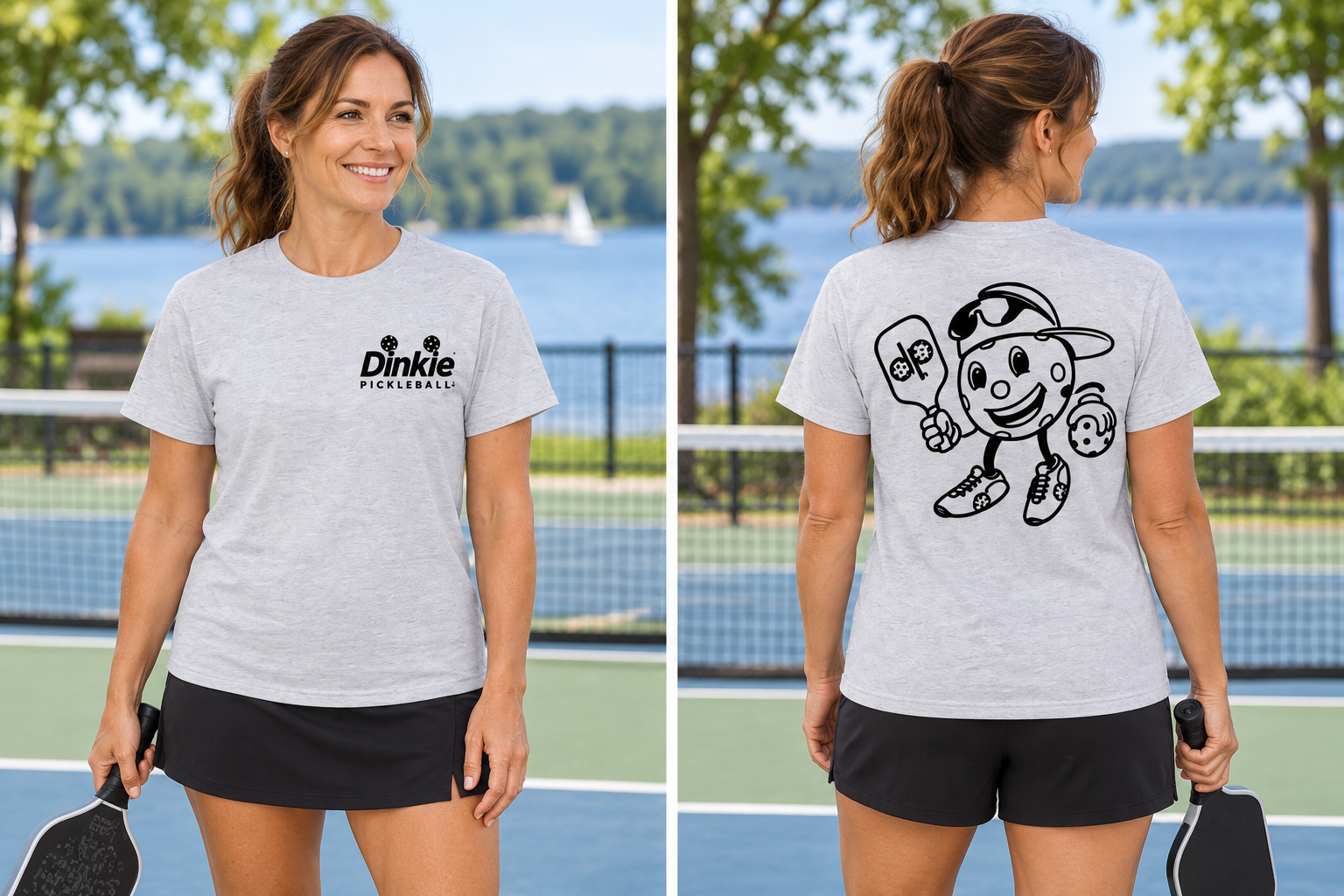 Dinkie® Mascot Pickleball T-Shirt – Soft Comfort, Quick Dry — front view